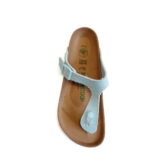 Birkenstock Gizeh Tex Rough Canvas Vegan Sandals Womens 6-6.5 EU 37 Surf Green - Picture 3 of 9